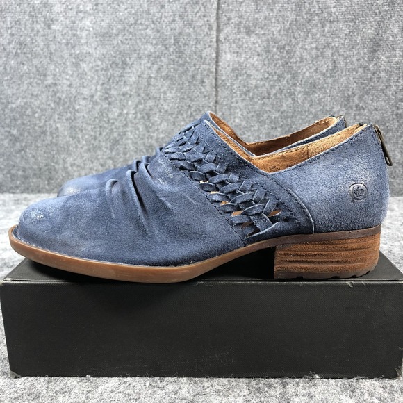 Born Shoes Womens Size 6.5 Blue Suede Ruched Woven Back Zip Booties F36204 - Picture 5 of 15